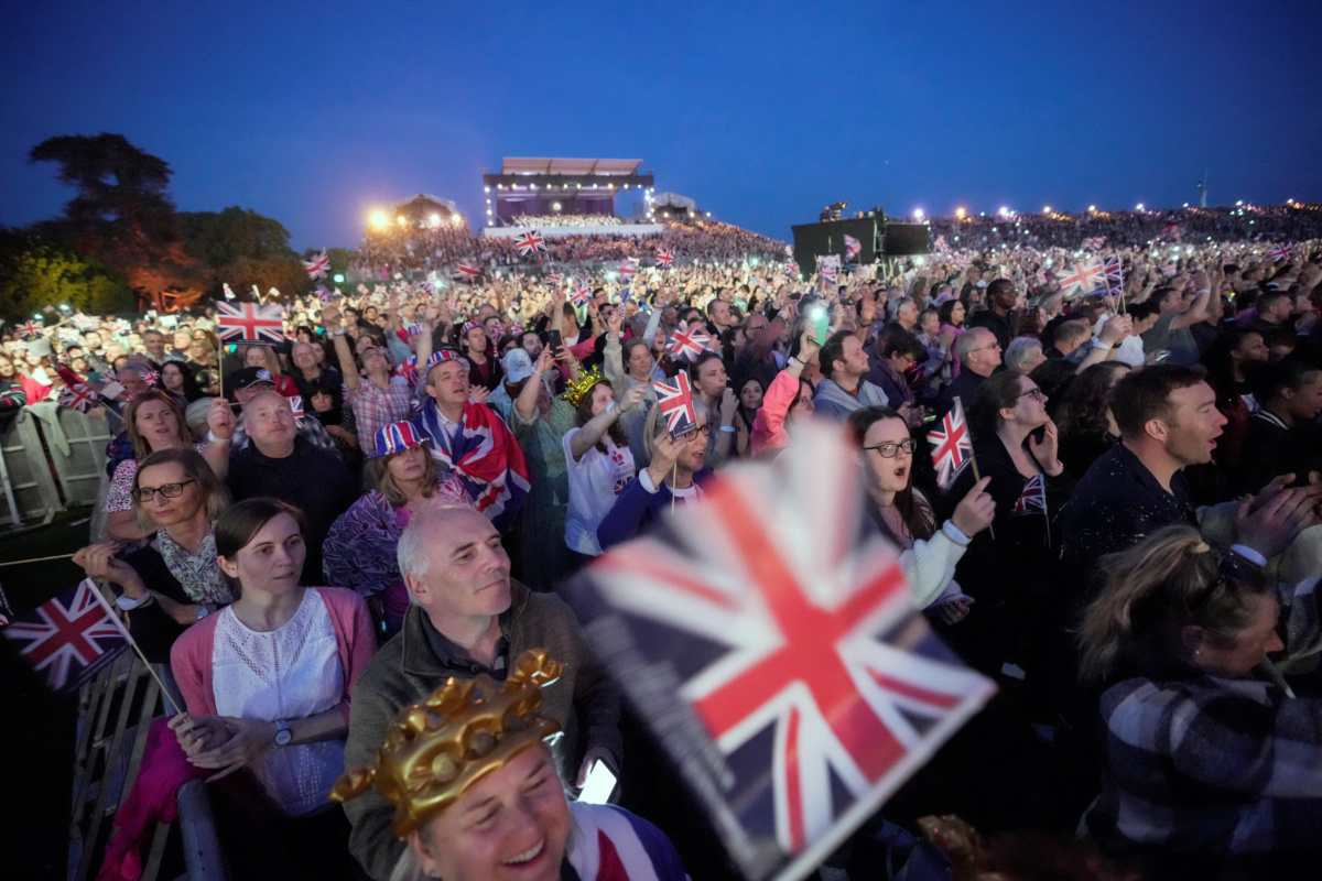 Crowds gather during a concert at Windsor Castle in Windsor, England, on Sunday, 7th May, 2023