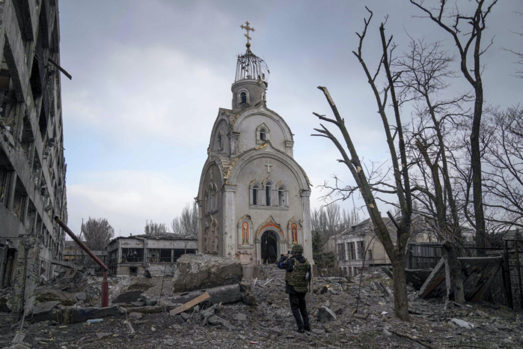 Ukraine Mariupol ruined church
