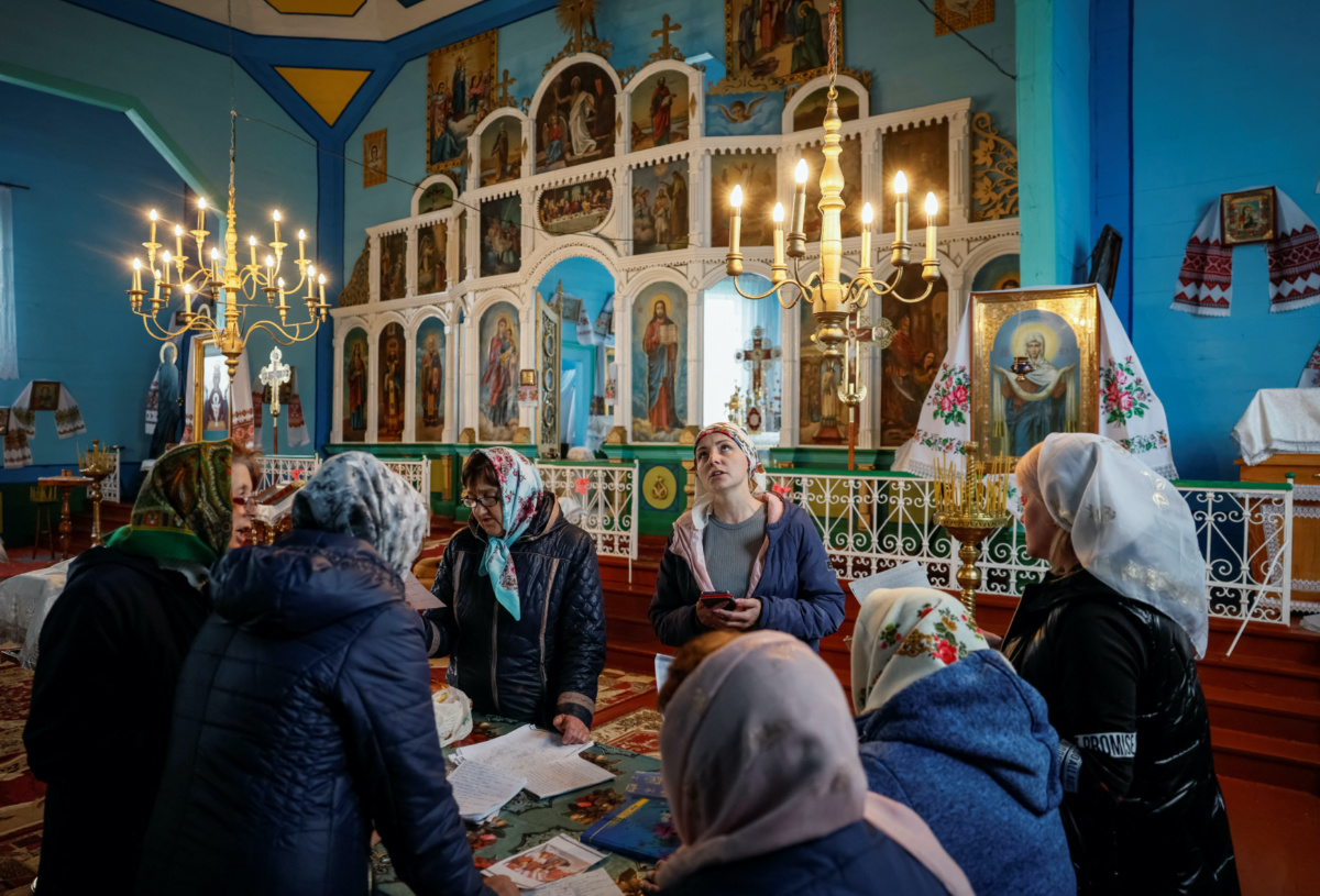 Members of the church choir, which switched from the Ukrainian Orthodox Church to the Orthodox Church of Ukraine rehearsing, amid Russia's attack on Ukraine, in the village of Hrabivtsi, Vinnytsia region, Ukraine, on 22nd April, 2023. 