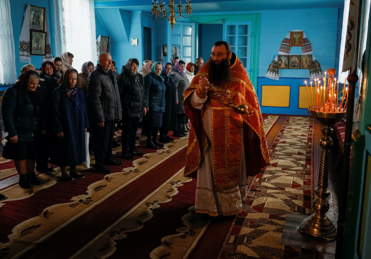 A priest father Dymytriy attends a service in the church, which switched from the Ukrainian Orthodox Church to the Orthodox Church of Ukraine, amid Russia's attack on Ukraine, in the village of Hrabivtsi, Vinnytsia region, Ukraine, on 23rd April, 2023.