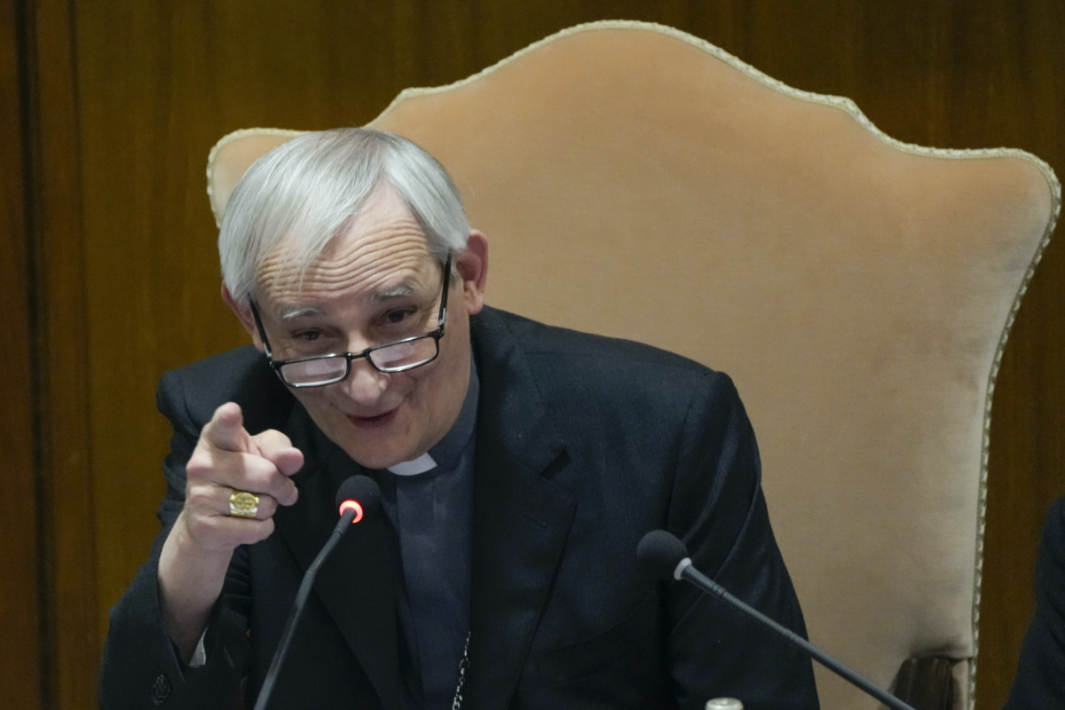 Cardinal Matteo Zuppi delivers his address opening the works of the 77th General Assembly of the Italian Bishops Conference at the Vatican, on Tuesday, 23rd May, 2023.