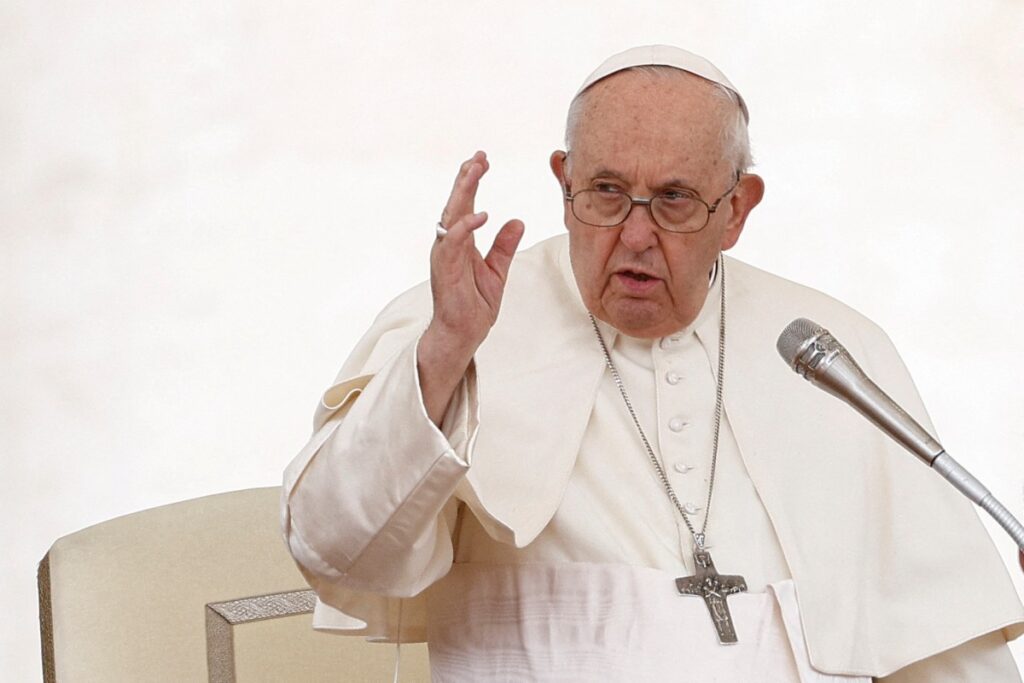 Pope Francis holds the weekly general audience in St. Peter's Square at the Vatican, on 17th May, 2023