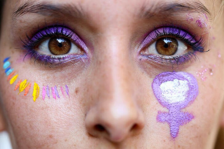 A demonstrator looks on during a rally to mark the International Women's Day in Buenos Aires, Argentina, on 8th March, 2023.