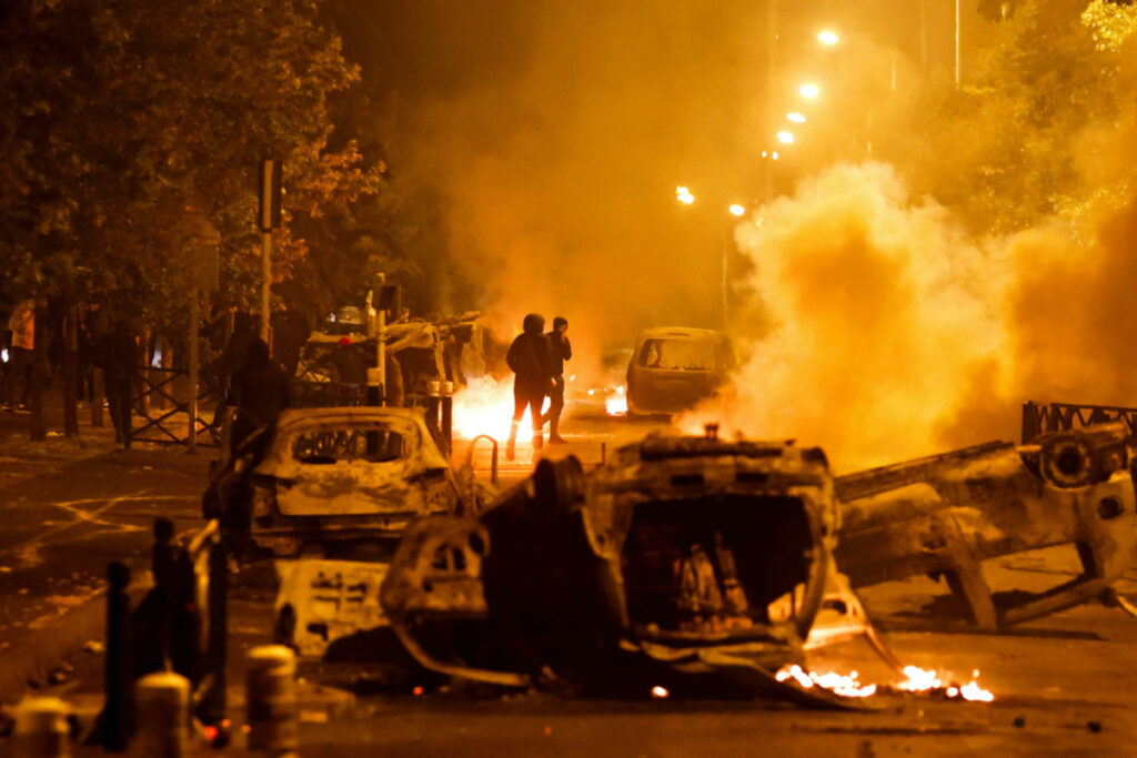 Protesters clash with police, following the death of Nahel, a 17-year-old teenager killed by a French police officer during a traffic stop, in Nanterre, Paris suburb, France, on 30th June, 2023.