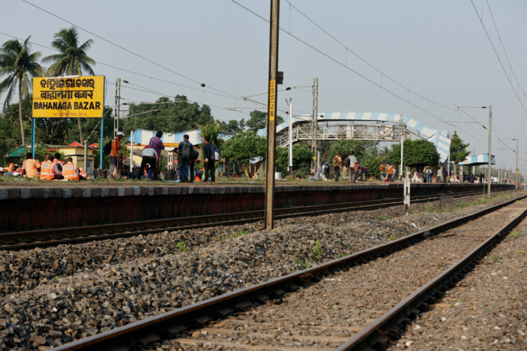 A general view of the Bahanaga Bazar railway station, near the site of a train collision following the accident in Balasore district in the eastern state of Odisha, India, on 5th June, 2023.