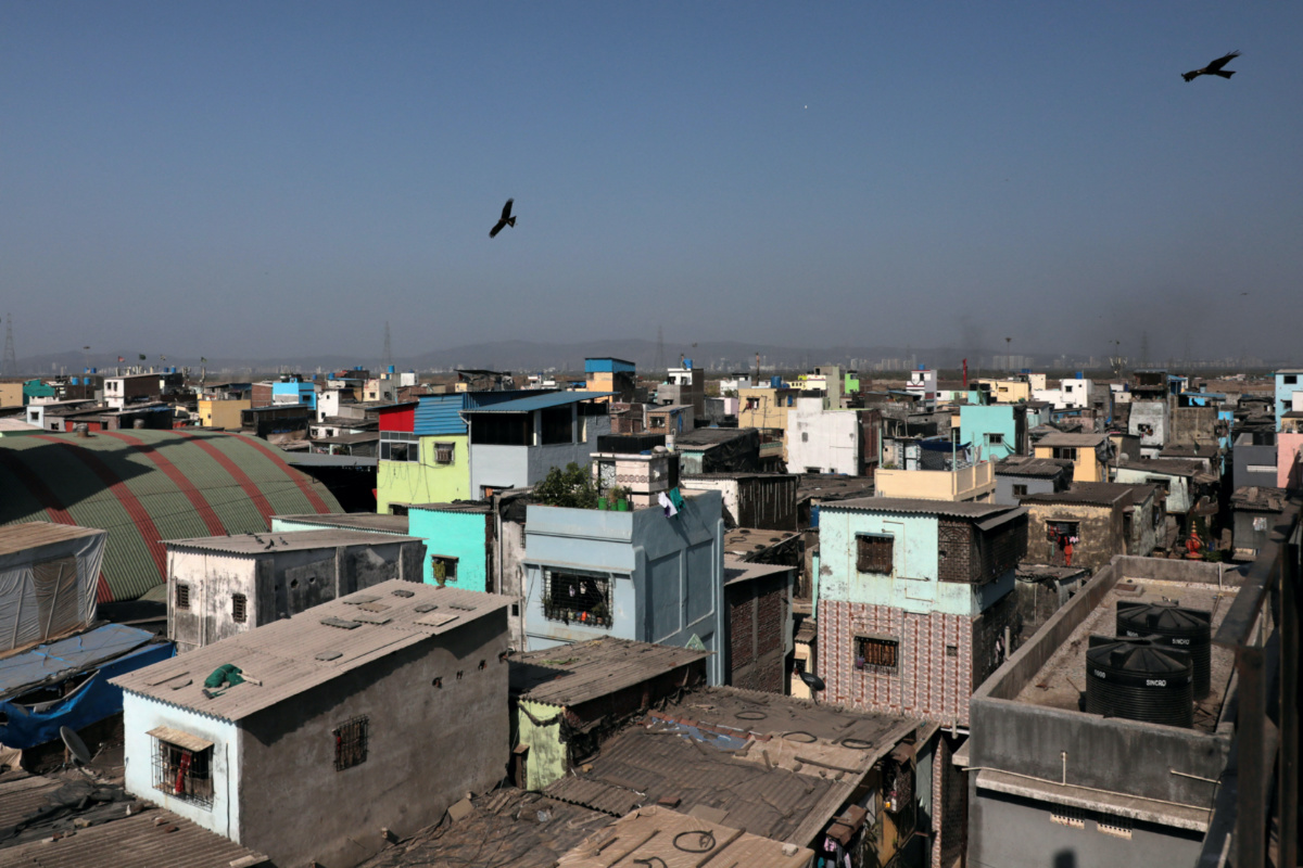 A view shows a cluster of houses at a slum area in Mumbai, India, on 20th May, 2023