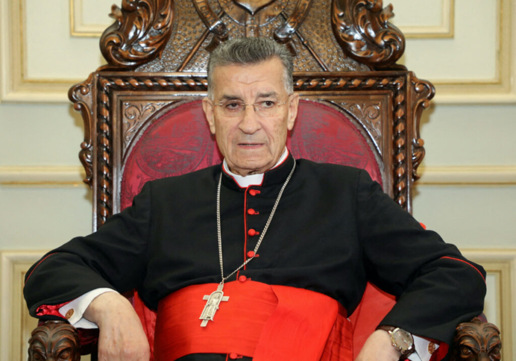 Maronite Patriarch Bechara Boutros Al-Rai is pictured while meeting with Suleiman Frangieh, leader of the Marada movement in Bkerke, Lebanon, on 30th October, 2021.