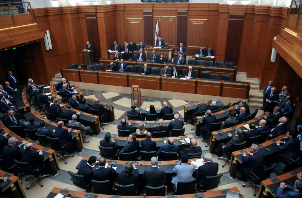 Lebanese Parliament Speaker Nabih Berri heads a parliament session in a bid to elect a head of state to fill the vacant presidency, in downtown Beirut, Lebanon, on 14th June, 2023.