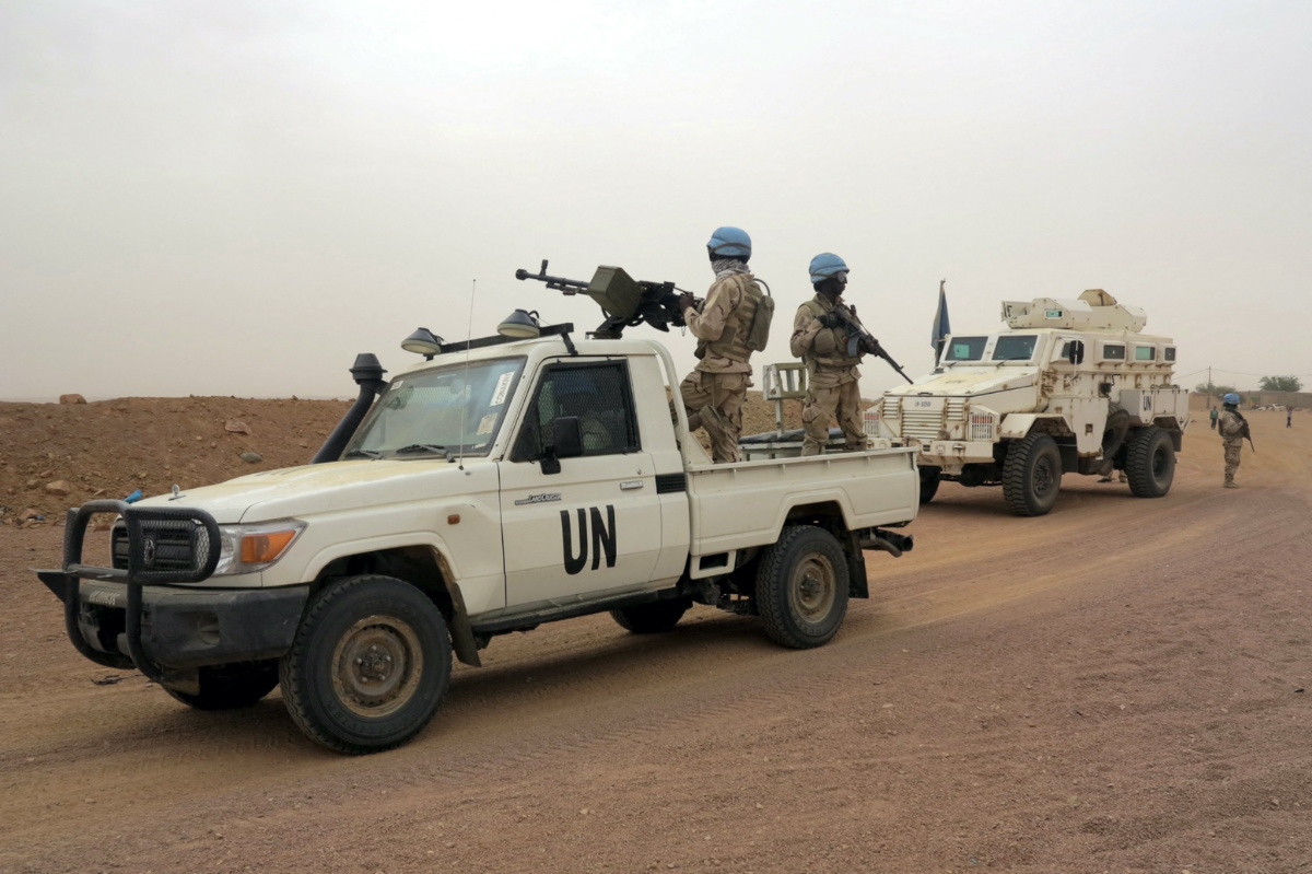 UN peacekeepers patrol in Kidal, Mali, on 23rd July, 2015.