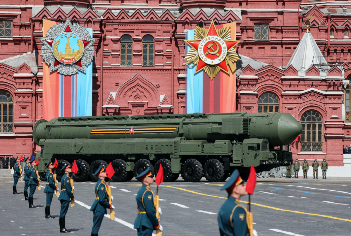 A Russian Yars intercontinental ballistic missile system drives in Red Square during a military parade on Victory Day, which marks the 78th anniversary of the victory over Nazi Germany in World War II, in central Moscow, Russia, on 9th May, 2023