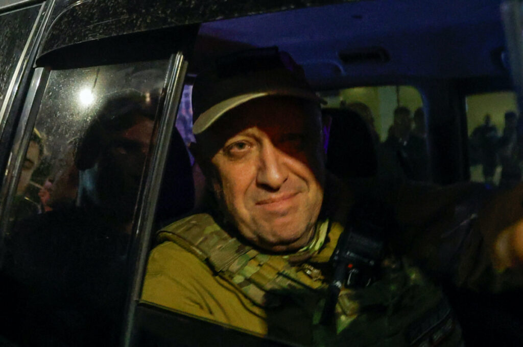 Wagner mercenary chief Yevgeny Prigozhin leaves the headquarters of the Southern Military District amid the group's pullout from the city of Rostov-on-Don, Russia, on 24th June, 2023