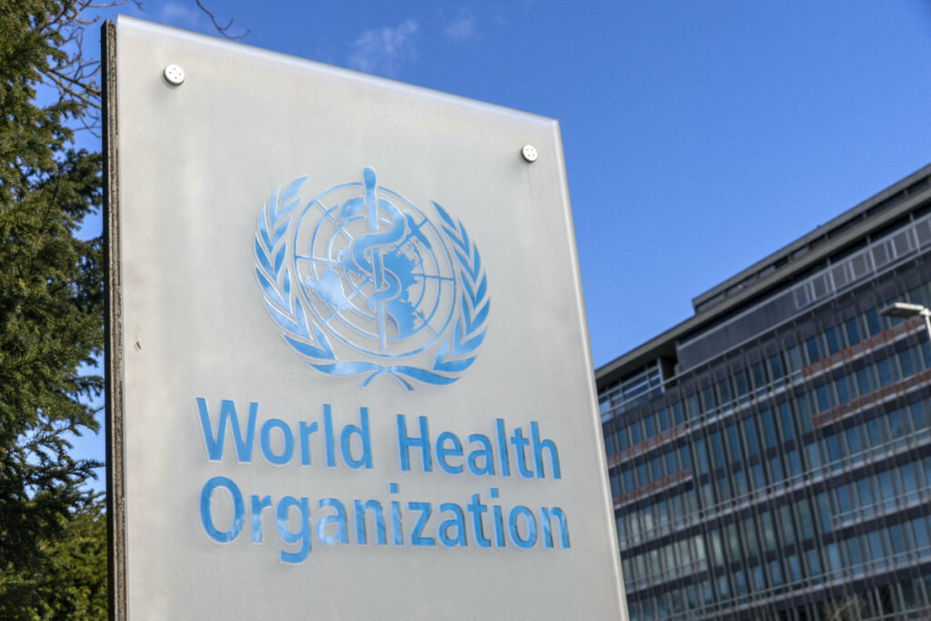 The World Health Organisation logo is seen near its headquarters in Geneva, Switzerland, on 2nd February, 2023