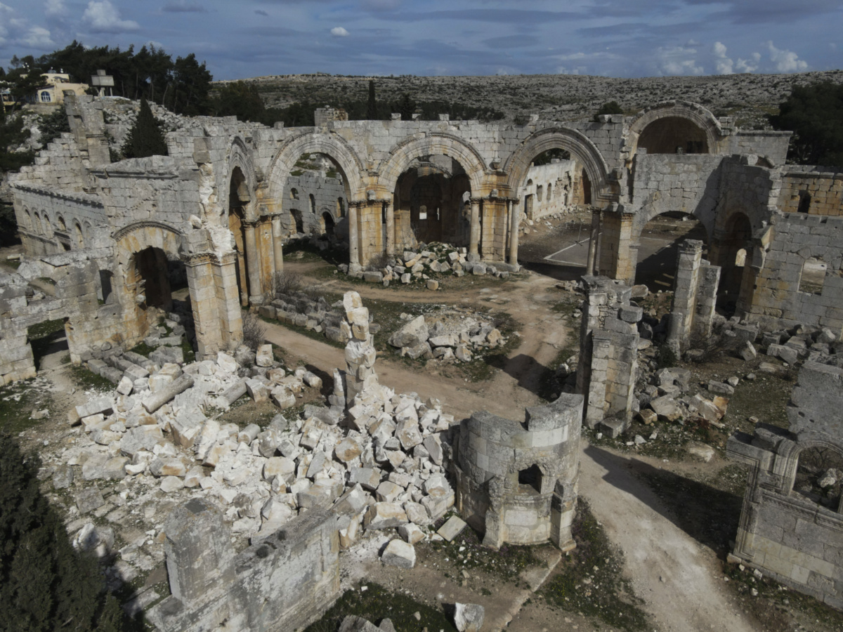 A general view of the Church of Saint Simeon, 30 kilometers north-west of Aleppo, Syra, is seen on Wednesday, 8th March, 2023