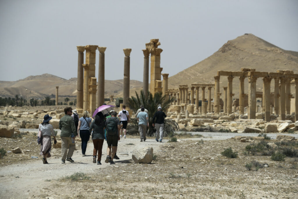 Tourists visit Roman ruins in Palmyra, Syria, on Tuesday, 11th May, 2023.