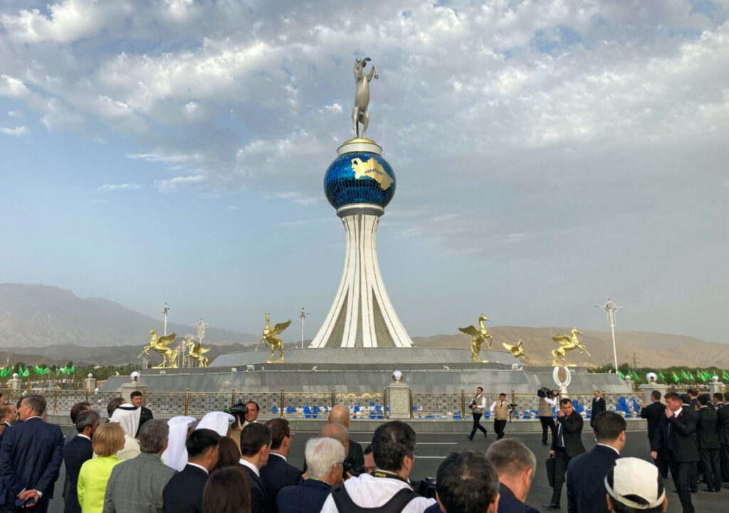 People attend the opening ceremony for the new city of Arkadag, dedicated to the country's former President Kurbanguly Berdymukhamedov, in Arkadag, Turkmenistan, on 29th June, 2023.