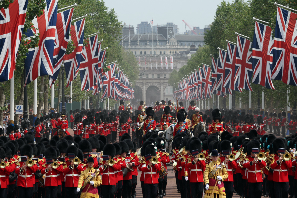 Britain's King Charles, Prince William, Prince Edward, Duke of Edinburgh and Anne, Princess Royal ride on horseback as part of Trooping the Colour parade which honours King Charles on his official birthday, in London, Britain, on 17th June, 2023. 