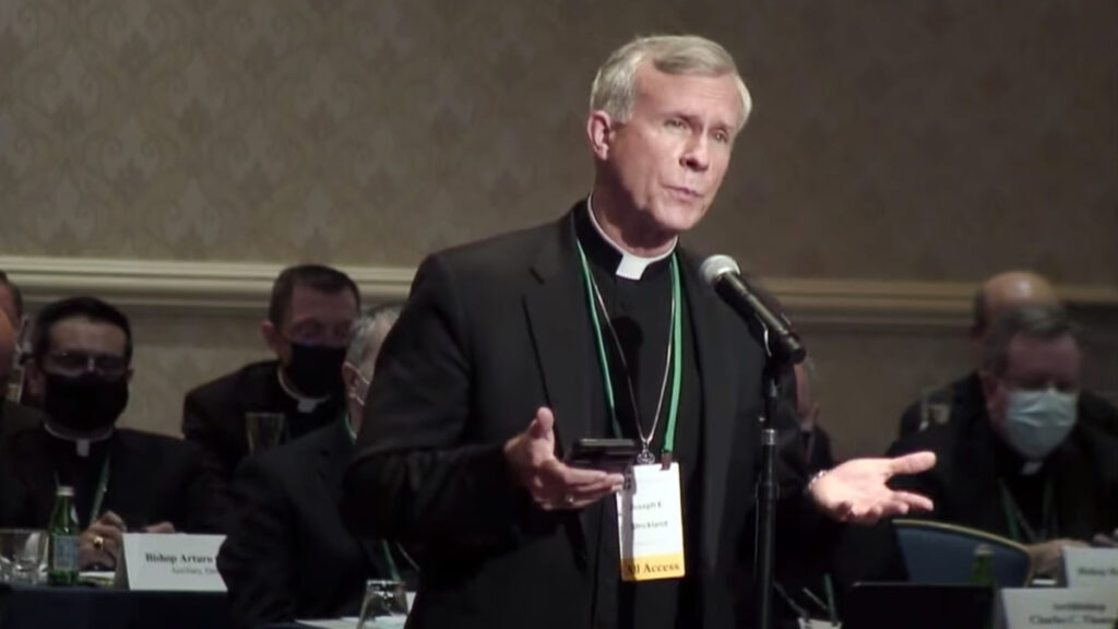 Bishop Joseph Strickland speaks during the fall General Assembly meeting of the United States Conference of Catholic Bishops, on 17th November, 2021, in Baltimore.