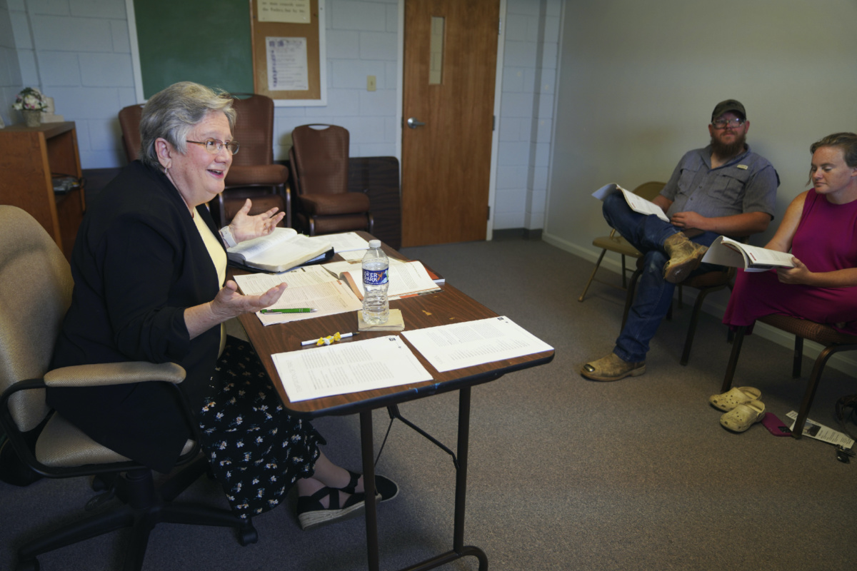 Rev Linda Barnes Popham leads a young adult Bible study at Fern Creek Baptist Church, on Sunday, 21st May, 2023, in Louisville, Kentucky
