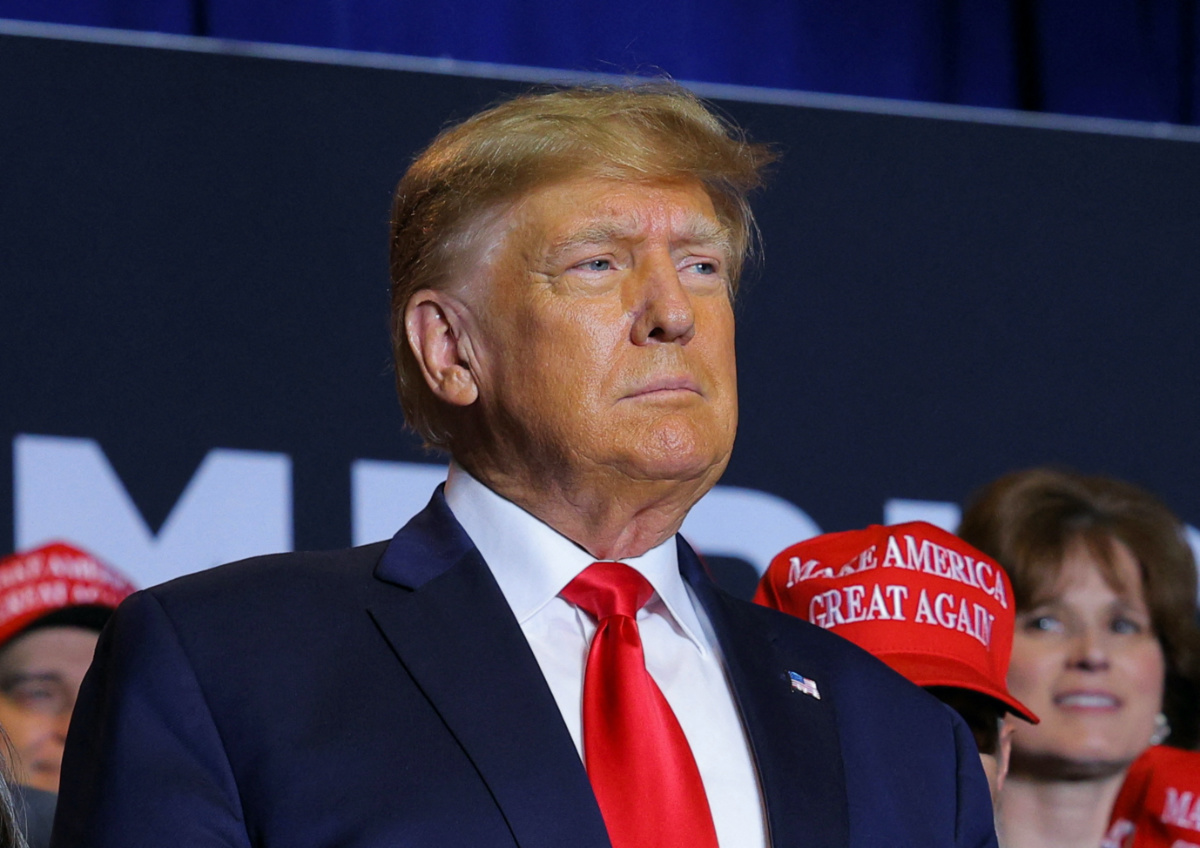 Former US President and Republican presidential candidate Donald Trump attends a campaign event in Manchester, New Hampshire, US, on 27th April, 2023. 