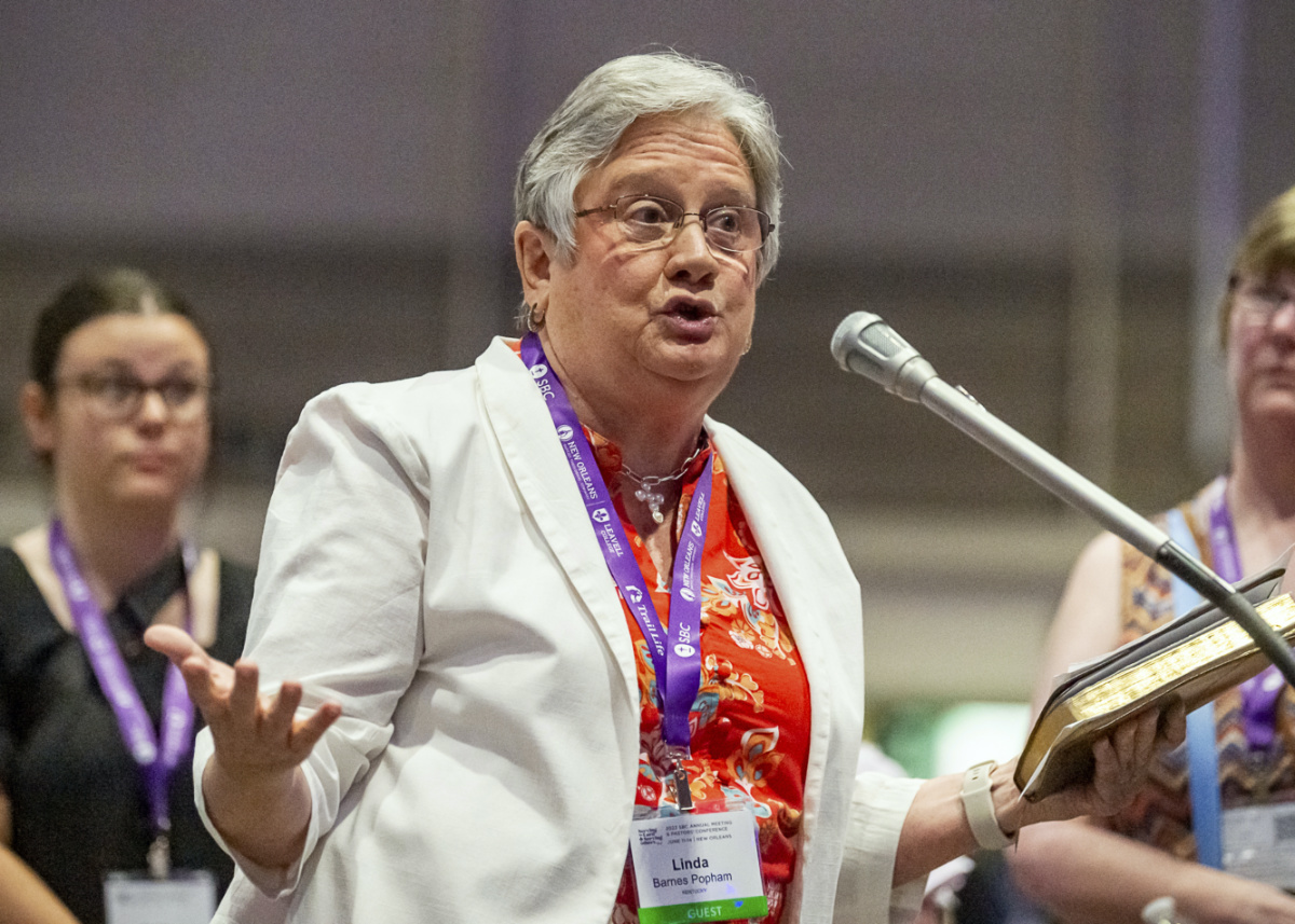 Linda Bames Popham speaks at the Southern Baptist Convention at the New Orleans Ernest N Morial Convention Center in New Orleans, on Tuesday, 13th June, 2023. 