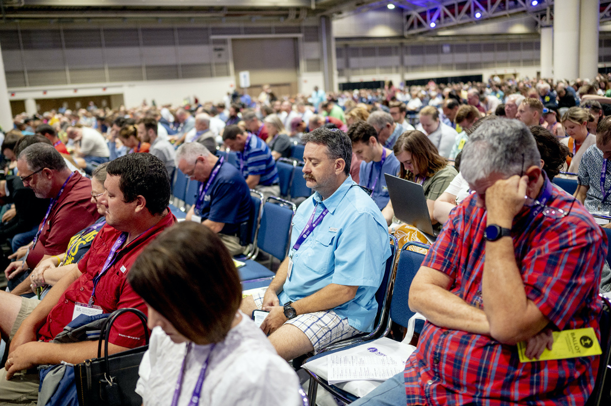 Messengers attend the Southern Baptist Convention annual meeting at the Ernest N Morial Convention Center in New Orleans, on Wednesday, 14th June, 2023. 