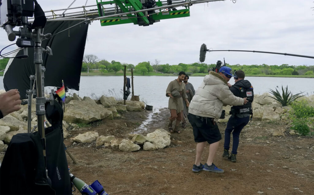 The pride glag was placed on an equipment stand, not in the filming area.