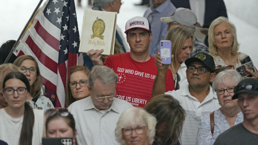 People gather during a rally on Wednesday, 7th June, 2023, at the Utah State Capitol, in Salt Lake City.