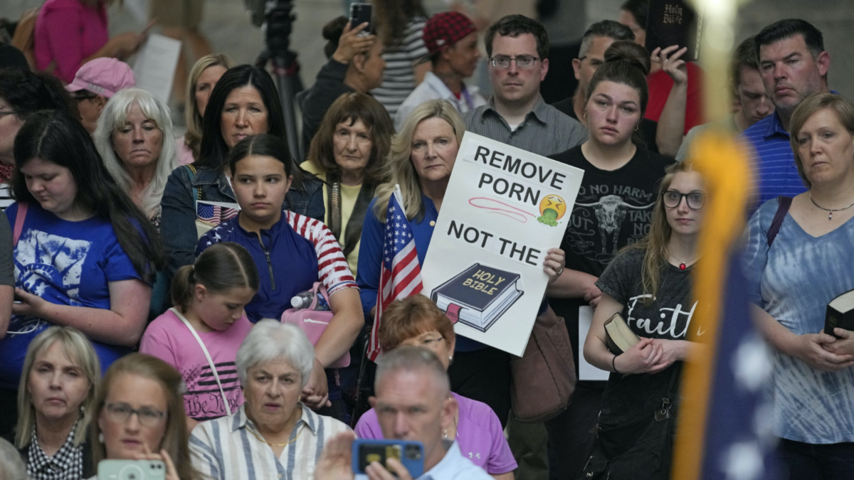 People gather during a rally Wednesday, on 7th June, 2023, at the Utah State Capitol, in Salt Lake City. 