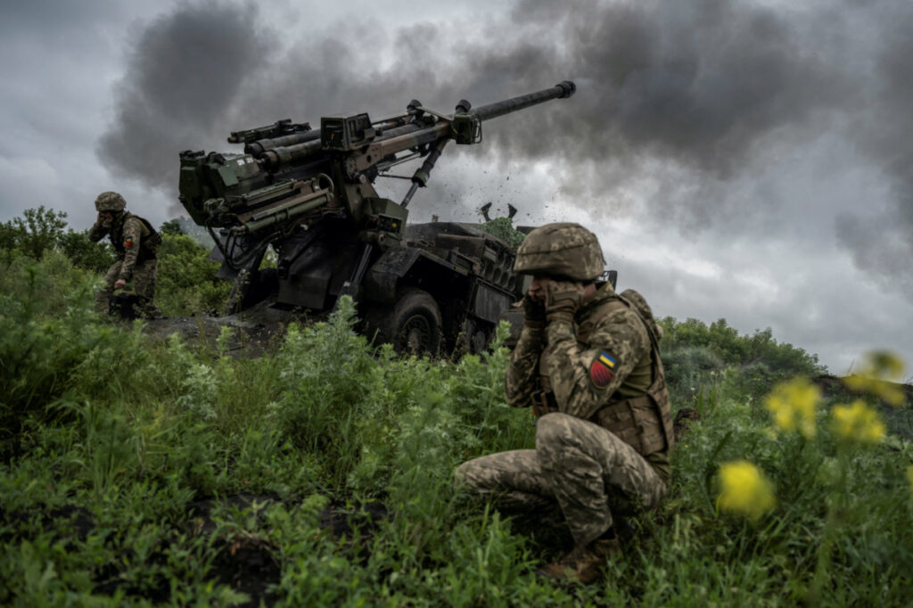 Ukrainian service members of the 55th Separate Artillery Brigade fire a Caesar self-propelled howitzer towards Russian troops, amid Russia's attack on Ukraine, near the town of Avdiivka in Donetsk region, Ukraine, on 31st May, 2023.