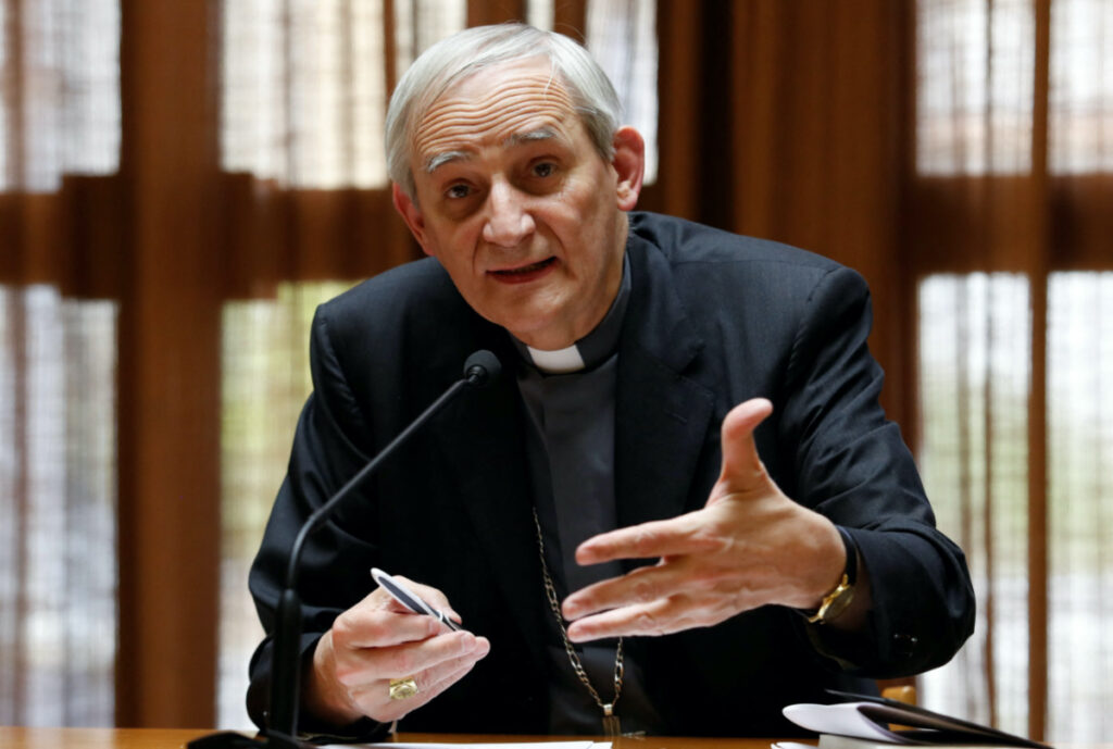 Cardinal Matteo Zuppi, President of Italian Episcopal Conference, holds a press conference at the end of the CEI General assembly, at the Vatican, on 25th May, 2023.