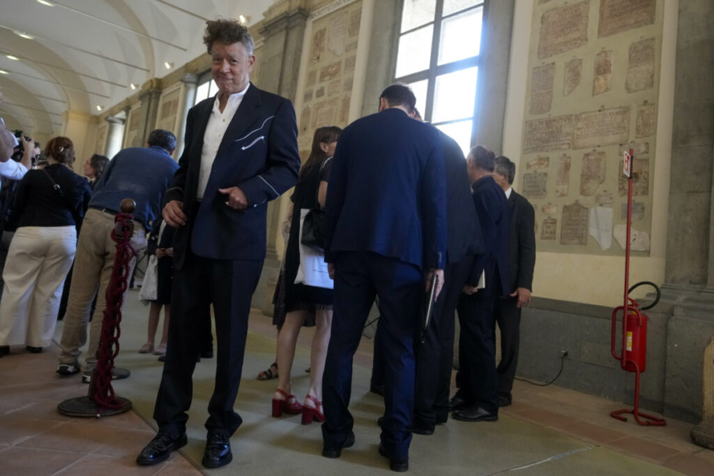 United States' artist Andres Serrano arrives to meet reporters after being received by Pope Francis on the occasion of the 50th anniversary of the creation of the Contemporary Art section of the Vatican Museum, at the Vatican, on Friday, 23rd June, 2023
