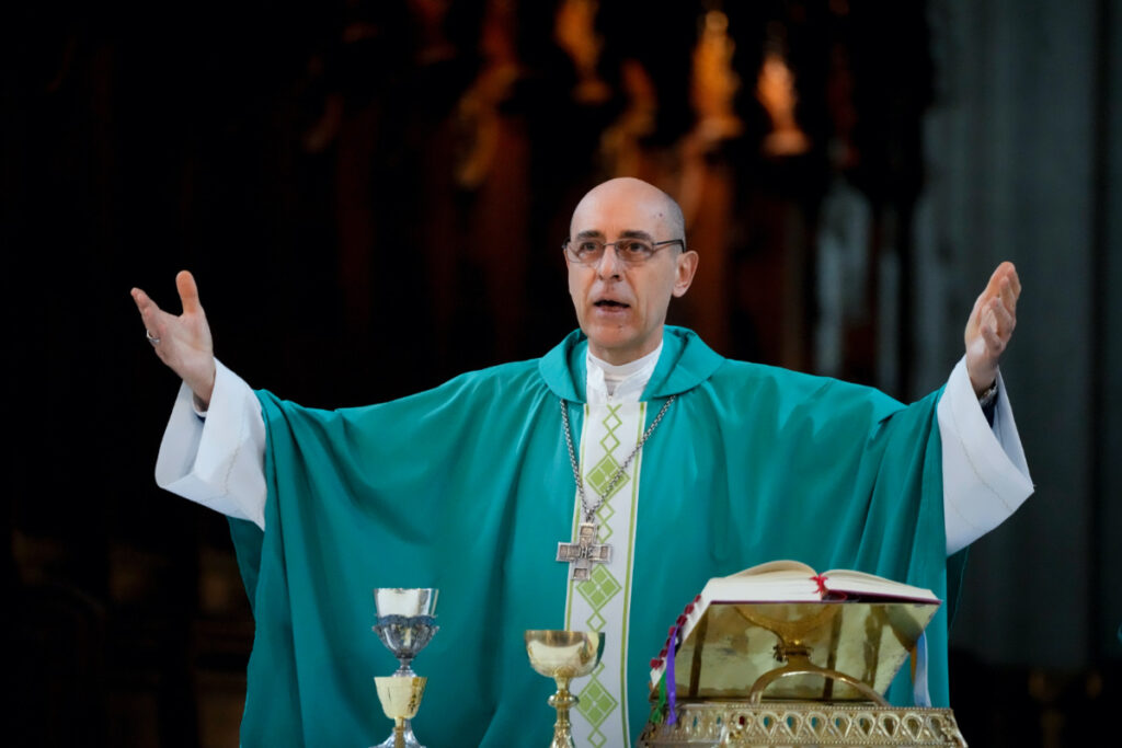 Monsignor Victor Manuel Fernandez, Archbishop of La Plata, officiates Mass at the Cathedral in La Plata, Argentina, Sunday, on 9th July, 2023.
