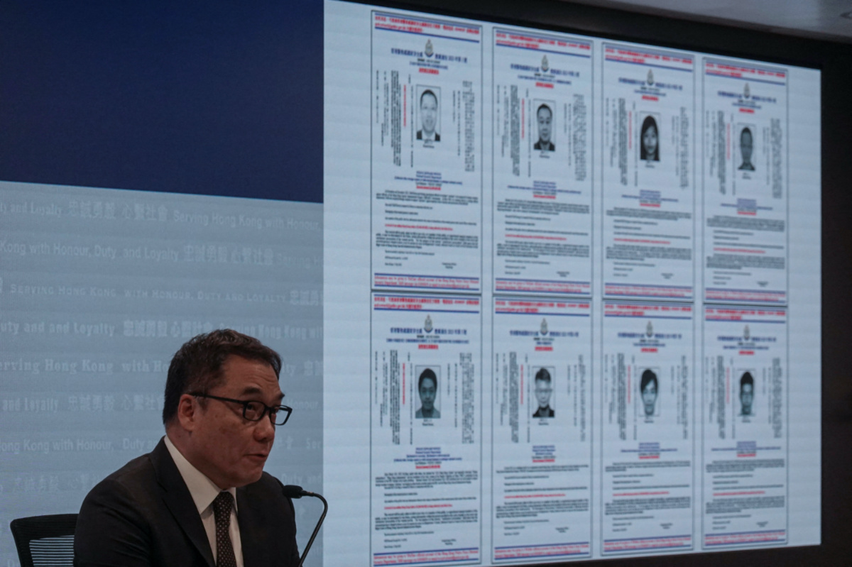 Chief Superintendent of Police Li Kwai-wah speaks during a press conference to issue arrest warrants for eight activists, in Hong Kong, China, on 3rd July, 2023.