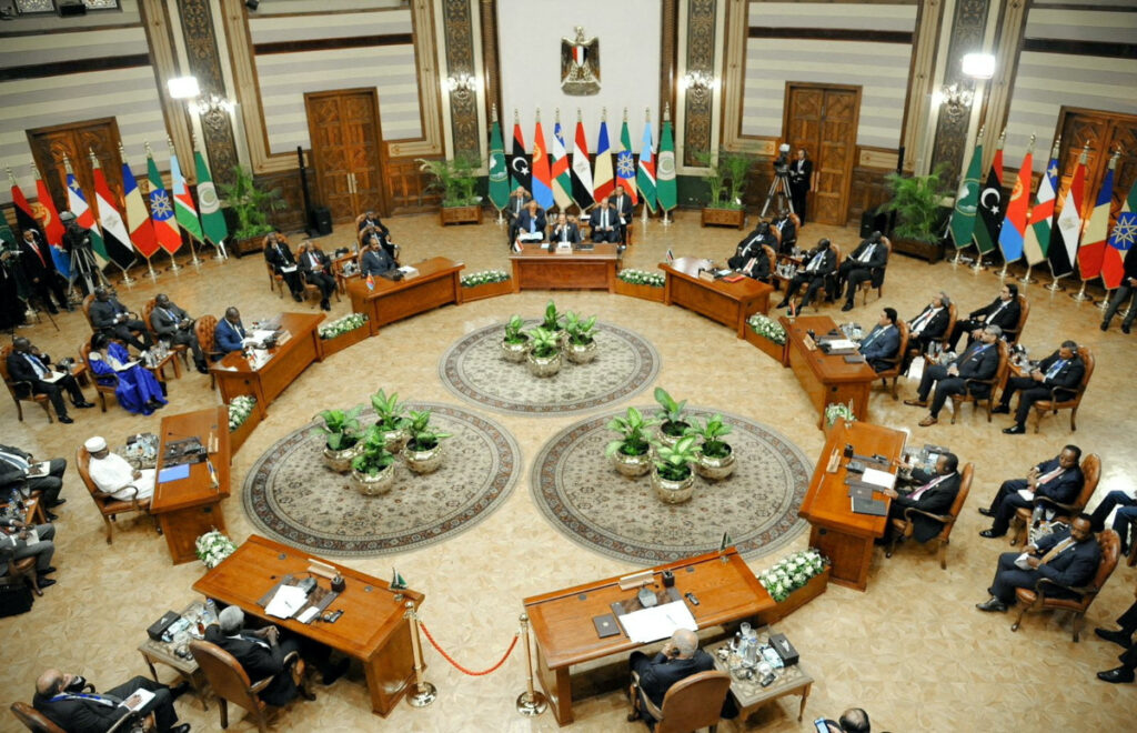 Egyptian President Abdel Fattah al-Sisi attends a regional summit with leaders of Sudan's neighbour states to discuss the country's crisis, at the Ittihadiya presidential palace in Cairo, Egypt, on 13th July, 2023.