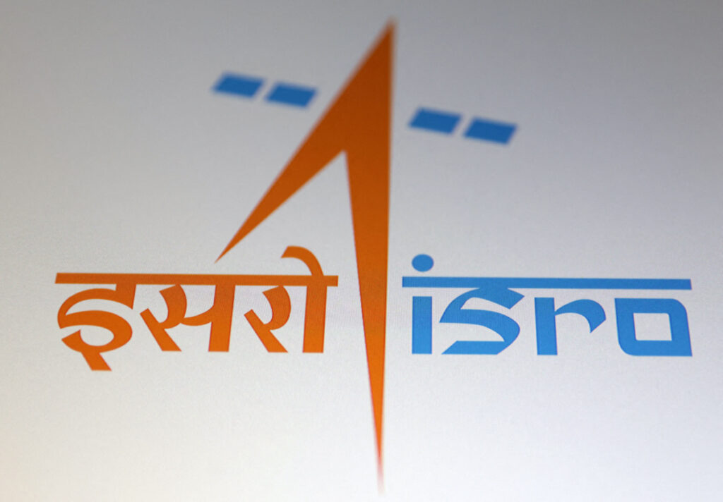 Indian Space Research Organization logo is seen in this illustration taken on 1st May, 2023.