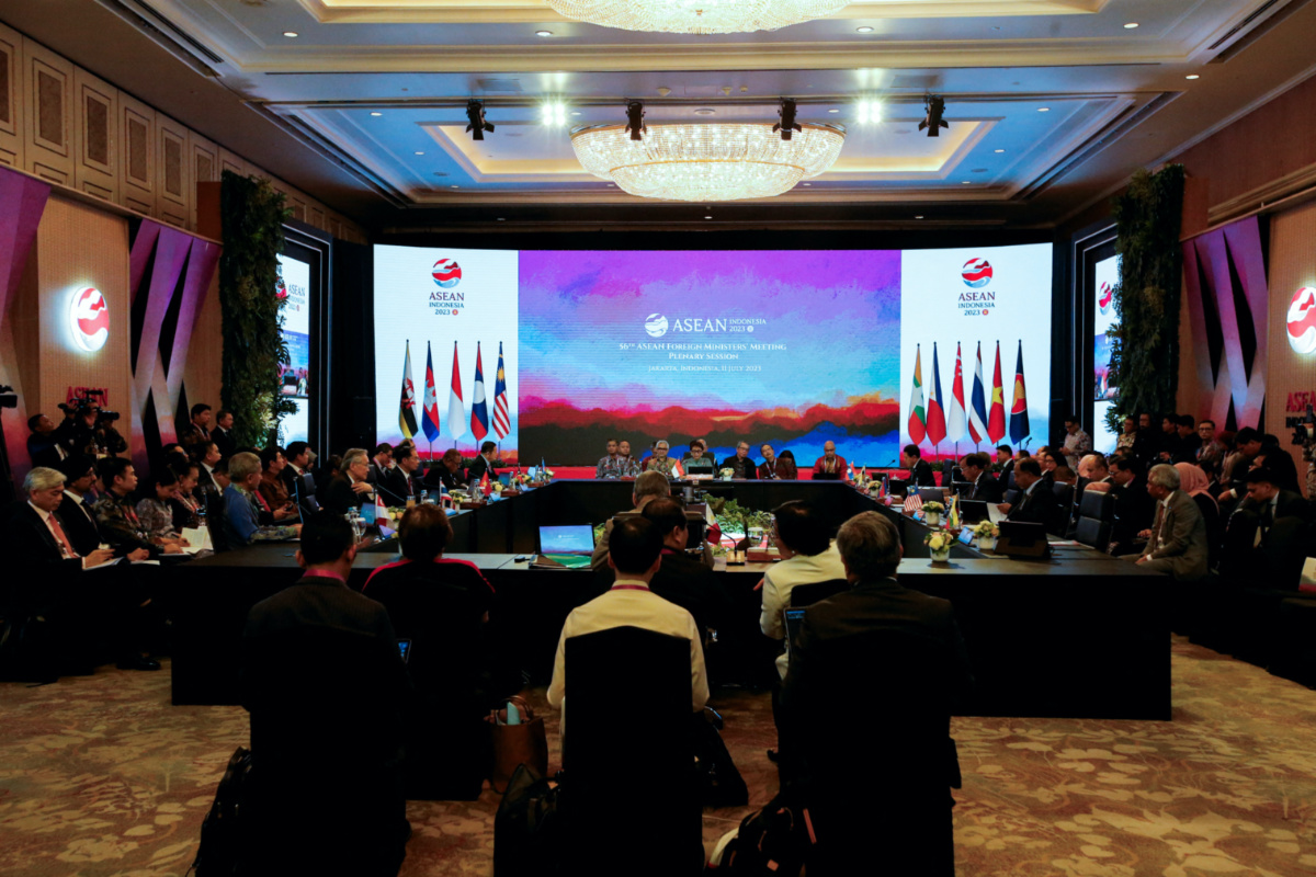 A general view of the plenary season of the Association of Southeast Asian Nations Foreign Minister’s Meeting at Shangri-La Hotel in Jakarta, Indonesia, on 11th July, 2023. 