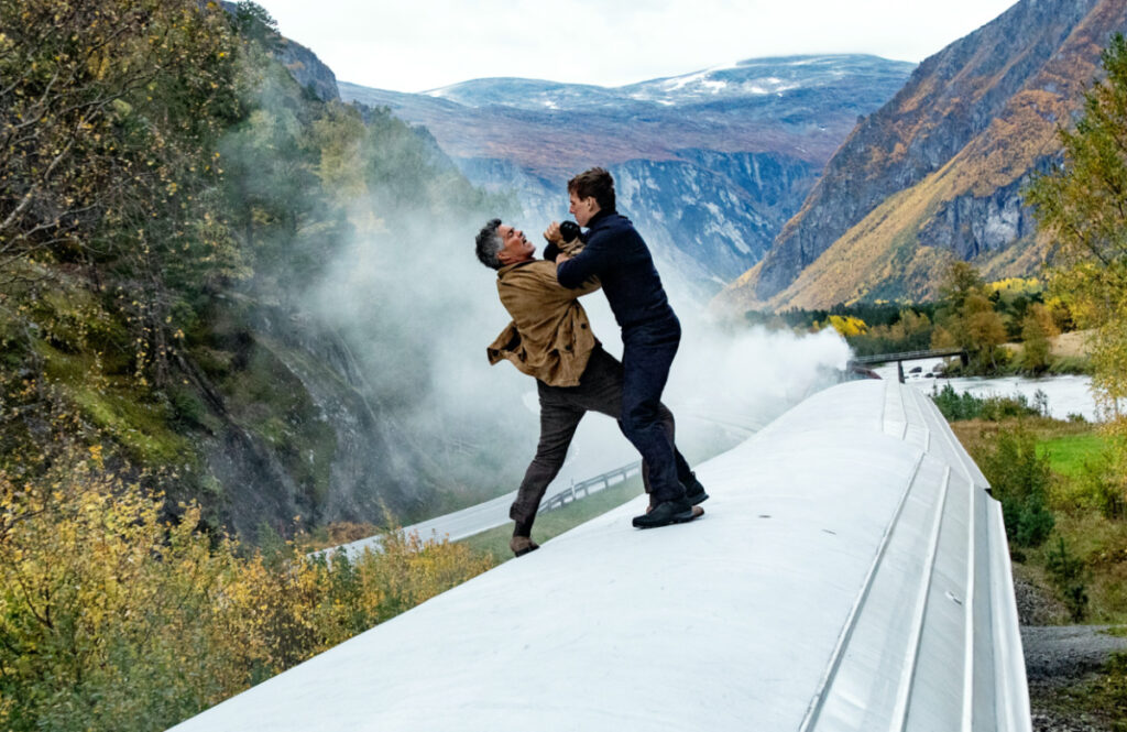 Esai Morales and Tom Cruise in Mission: Impossible Dead Reckoning - Part One from Paramount Pictures and Skydance.