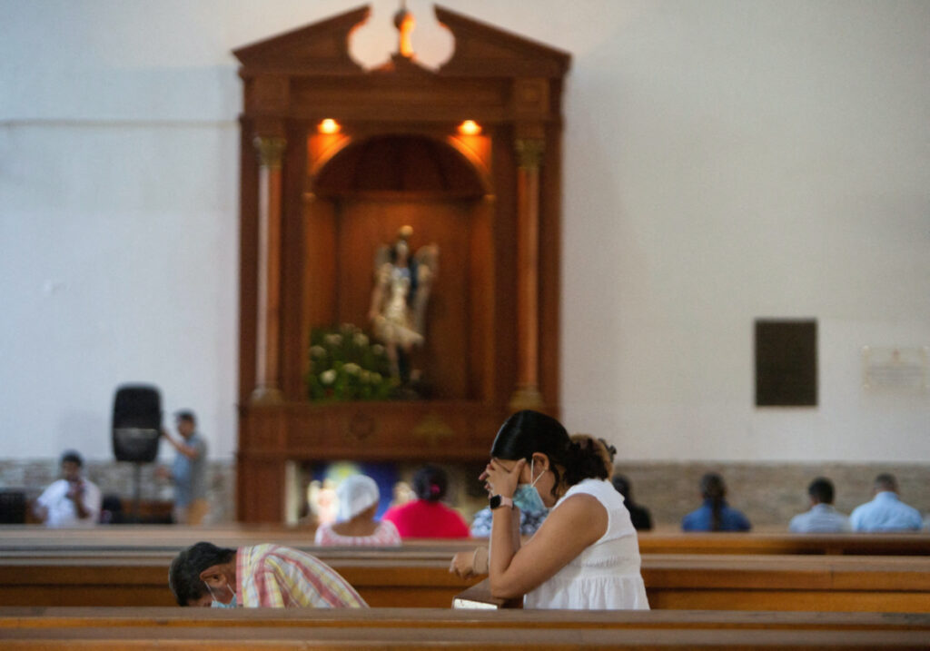 Catholic parishioners pray at the Metropolitan Cathedral, as a suspension of diplomatic ties between Nicaragua and the Vatican has been proposed according to a Nicaragua's foreign ministry statement, in Managua, Nicaragua , on 12th March, 2023.