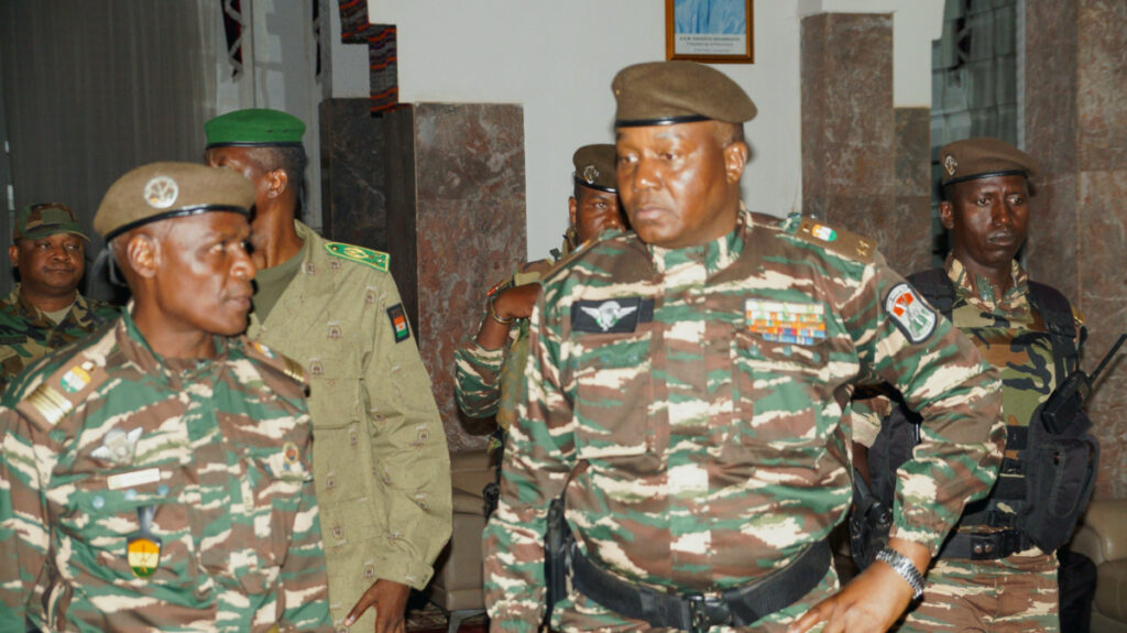 General Abdourahmane Tiani, who was declared as the new head of state of Niger by leaders of a coup, arrives to meet with ministers in Niamey, Niger, on 28th July, 2023.