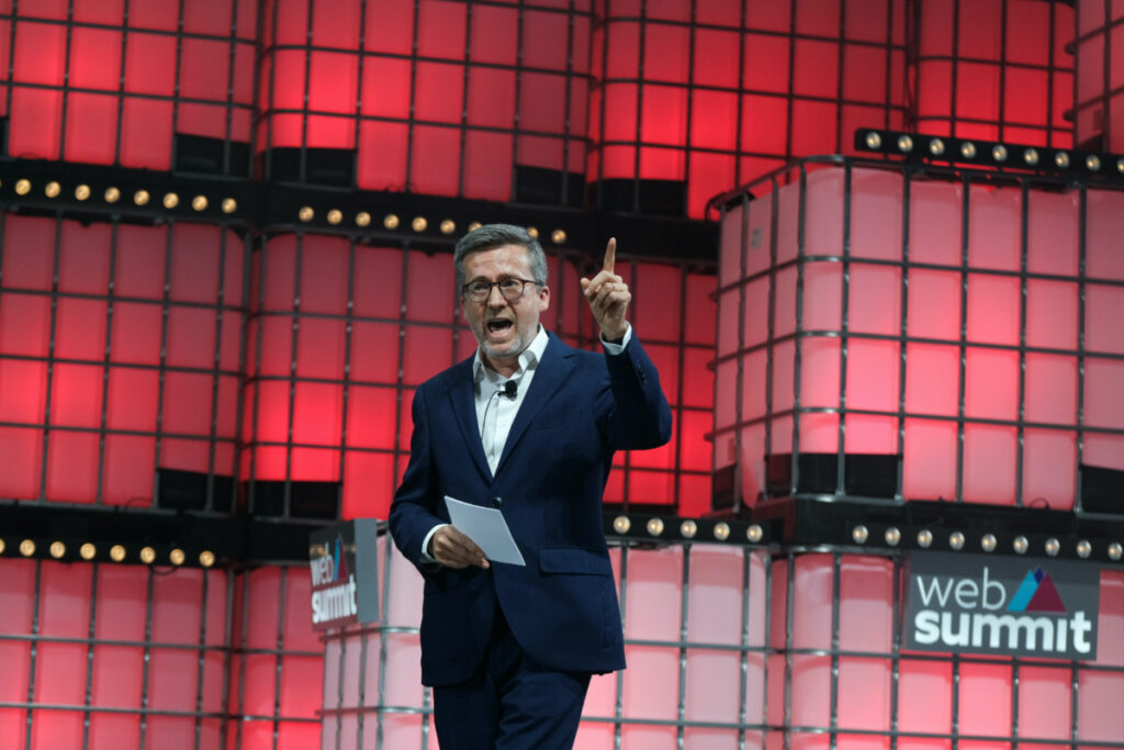 Mayor of Lisbon Carlos Moedas speaks during the opening ceremony of Web Summit, Europe's largest technology conference, in Lisbon, Portugal, on 1st November, 2021