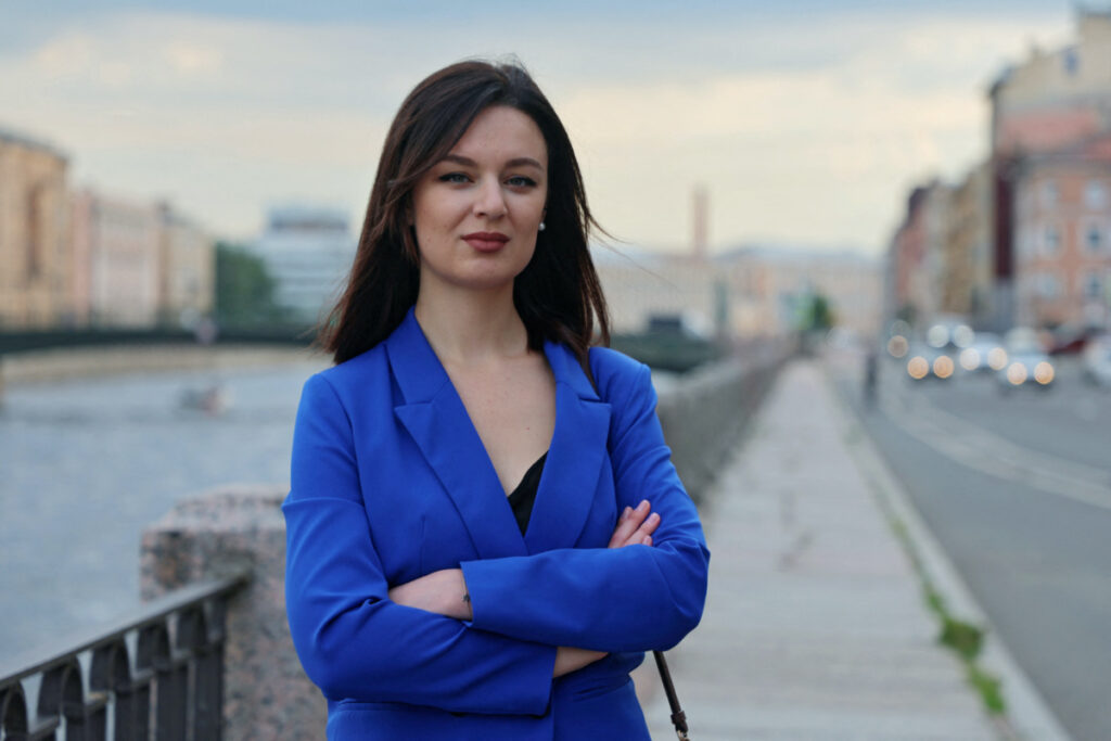 Lawyer Sofia Gominova poses for a picture in central Saint Petersburg, Russia, on 28th June, 2023.