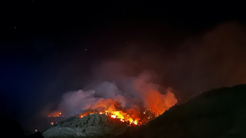 Wildfire spreads in Bitsch, Valais, Switzerland, on 17th July, 2023.