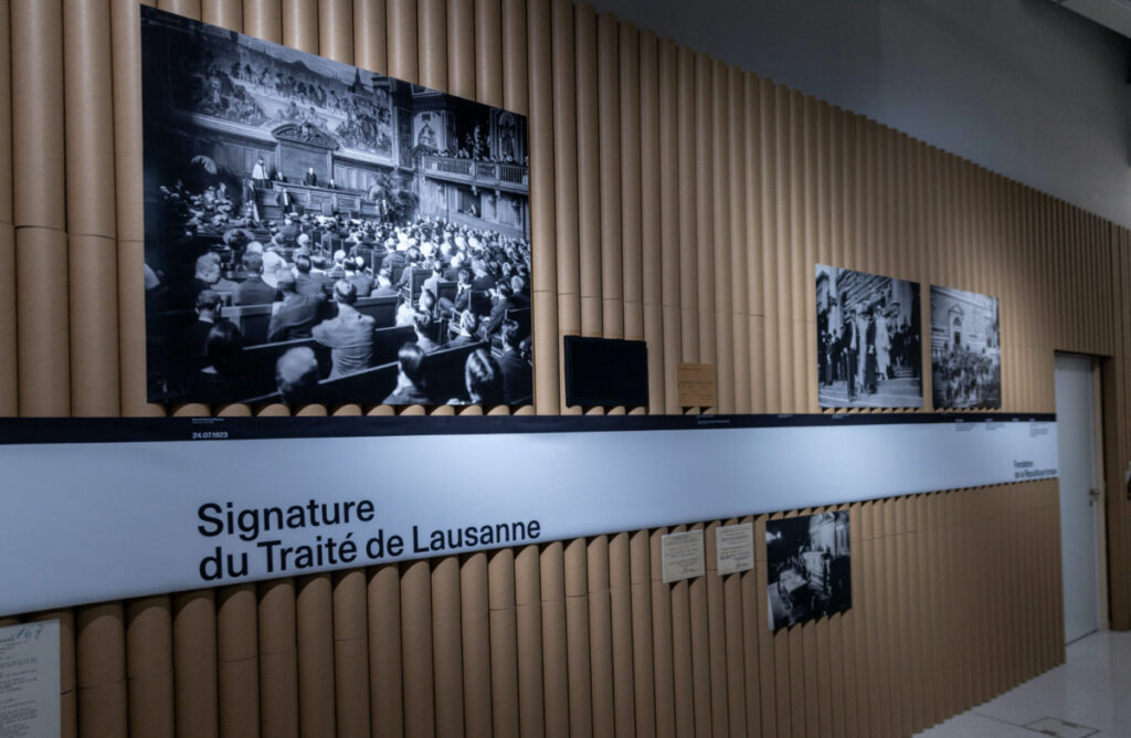 An exhibition marking the 100th anniversary of the signing of the Treaty of Lausanne that fixed the borders of modern Turkey at the end of World War I is seen at the Historical Museum in Lausanne, Switzerland, on 21st July, 2023.