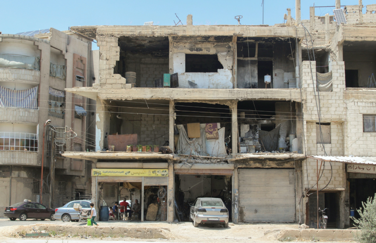 A view shows a damaged building in Douma, Syria, on 19th June, 2023.