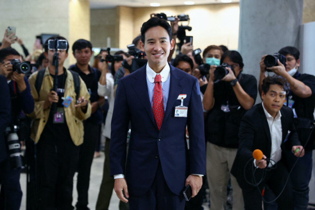 Move Forward Party Leader Pita Limjaroenrat poses for a picture on the day of voting for a new prime minister at the parliament, in Bangkok, Thailand, on 13th July, 2023.