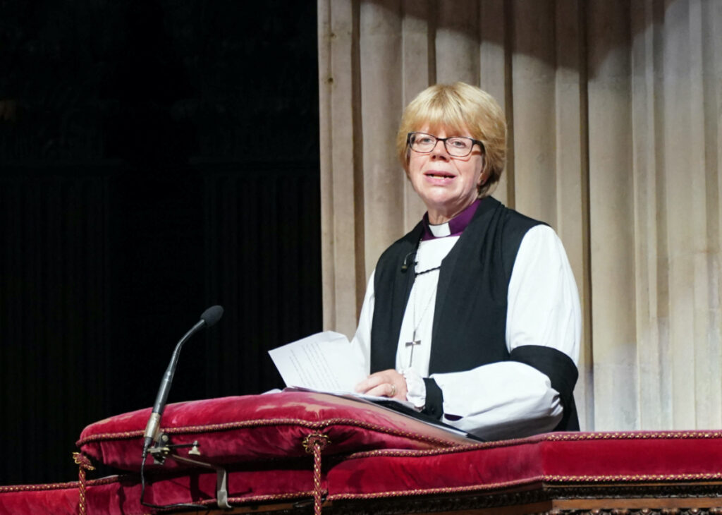 The Bishop of London Sarah Mullally speaks during the Service of Prayer and Reflection at St Paul's Cathedral, following the death of Queen Elizabeth II on Thursday, in London, Britain, on 9th September, 2022.