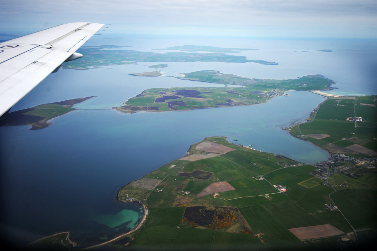 An aerial view of the Orkney Islands, Scotland, on 3rd May, 2014.