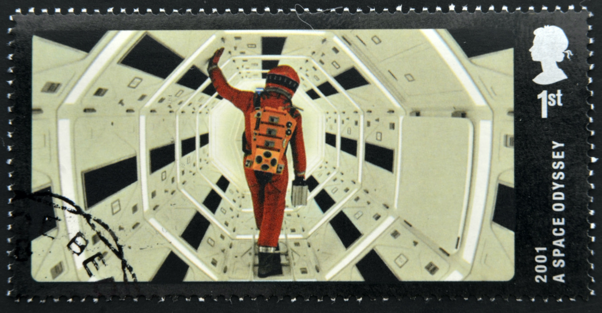 A stamp printed in Great Britain dedicated to Great British Film, shows 2001 A Space Odyssey , circa 2014