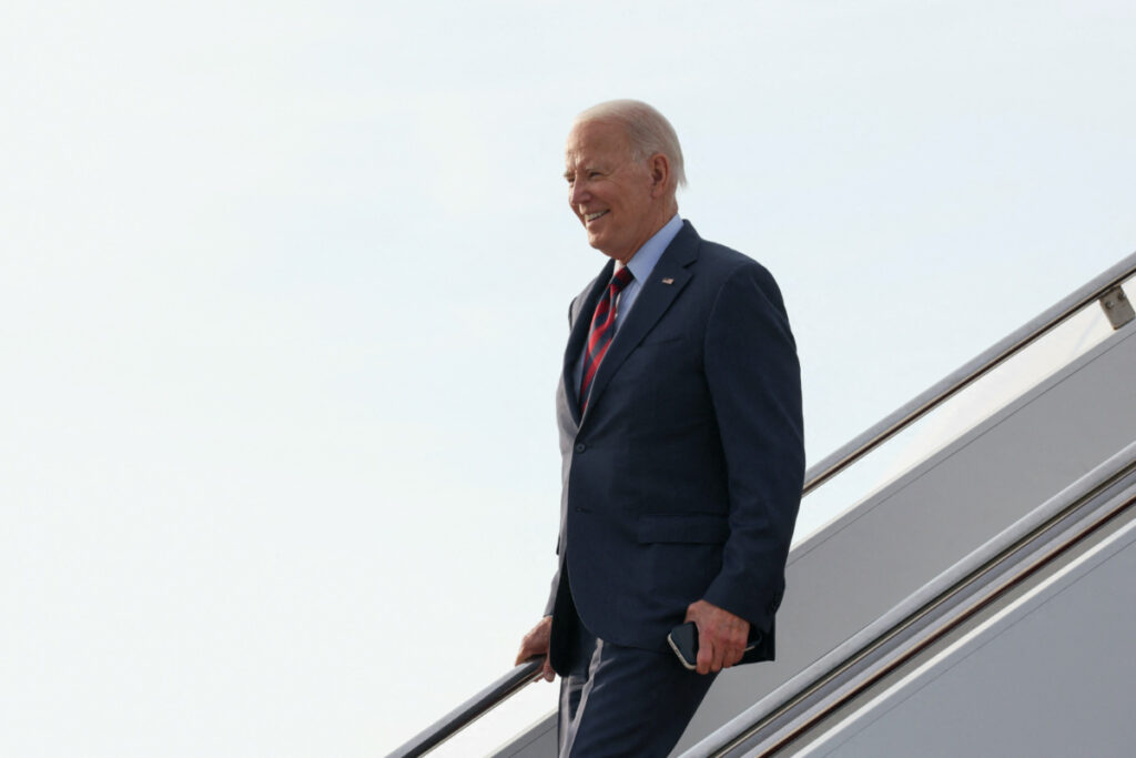 US President Joe Biden disembarks from Air Force One as he arrives at Dover Air Force Base in Dover, Delaware, US, on 7th July, 2023.