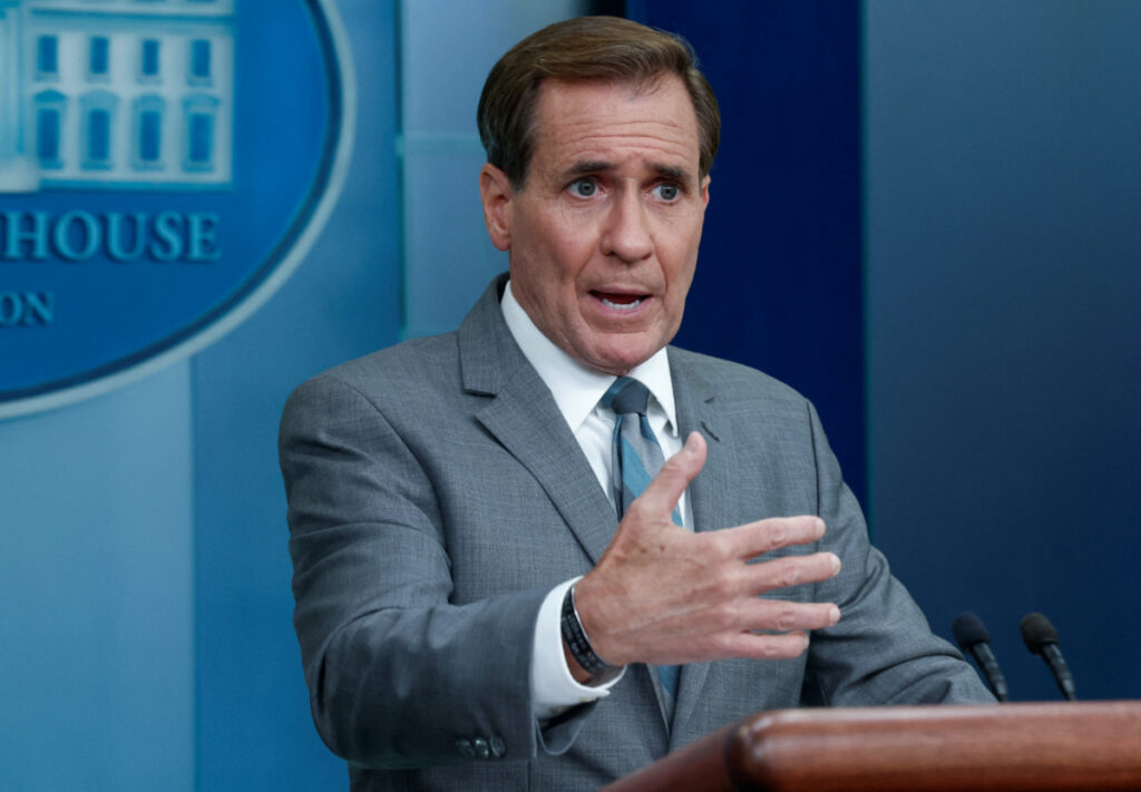NSC Coordinator for Strategic Communications John Kirby answers questions during the daily press briefing at the White House in Washington, US, on 17th July, 2023.